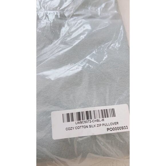 Lunya Cozy Cotton Silk Zip Pullover chilly blue M - Picture 10 of 11